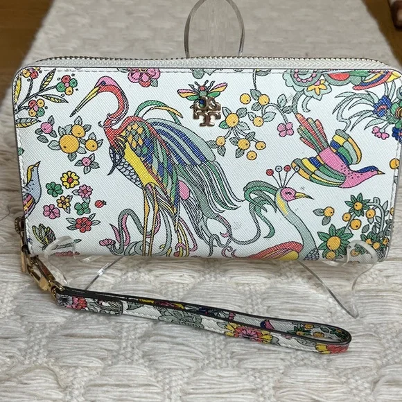 Tory Burch RARE Emerson Paradise Floral Zip Wallet / Wristlet - Picture 1 of 14